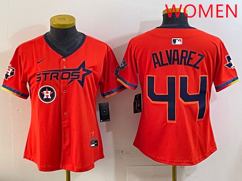 Women Houston Astros 44 Alvarez Orange Fourth generation Joint Name Nike 2025 MLB Jersey style 7